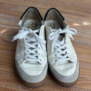 Sam Edelman Cream & Gray Gum Sole Women's Casual Lace-Up Sneakers